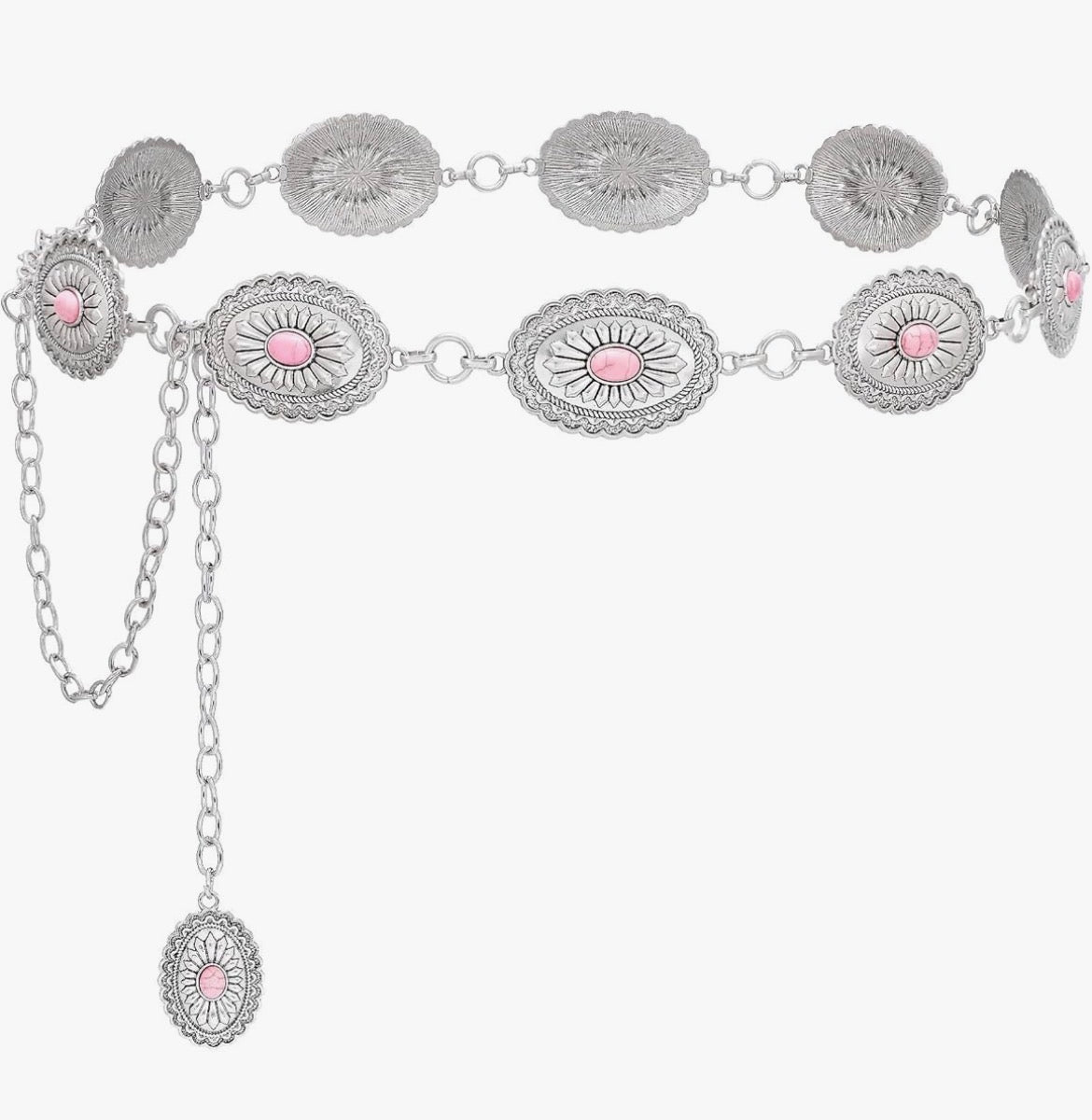 Pink western chain belt